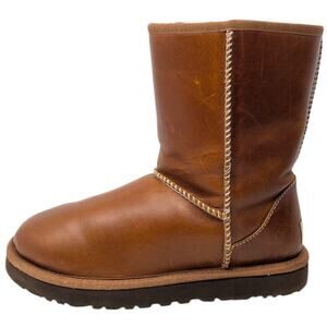 UGG Australia Classic Leather Shearling Lined Mid Calf Boots Brown Women’s 7